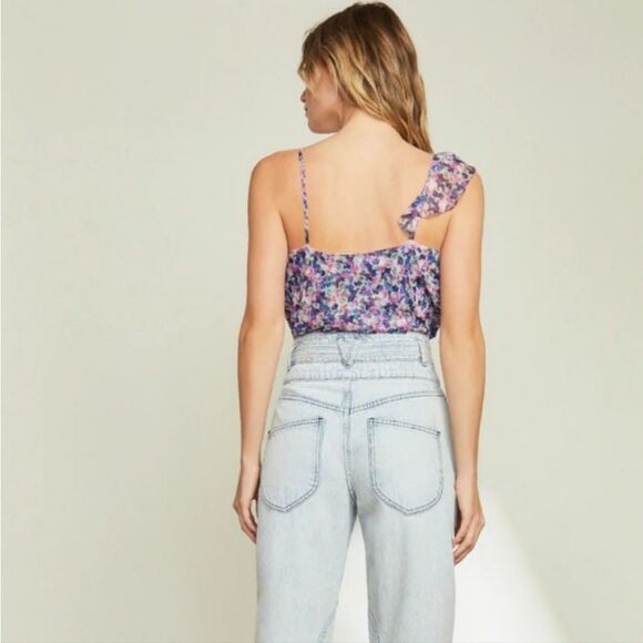 Veronica Beard NWT Nea Top Cami Asymmetrical Floral Pastel Cream Multi Women's 4 - Picture 3 of 11